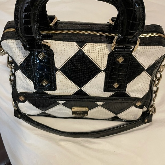 MCM Jacquard Black & White croc & snake skin bag. - Picture 14 of 15